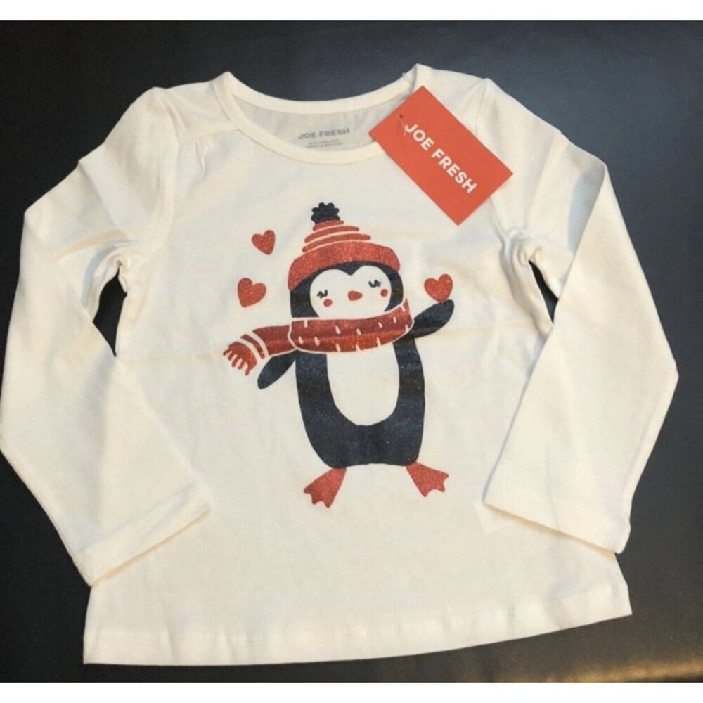 NWT Joe Fresh Glitter Long Sleeve Tee Girls Size 4
